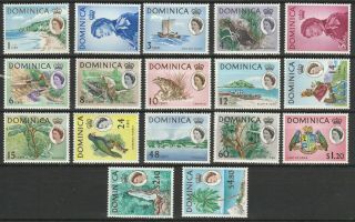 Dominica 1963 Elizabeth Ii Definitive Complete Set X 17 Mnh Very Fine (b)