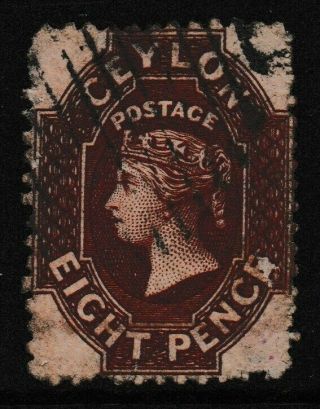 Pre Decimal,  Asia,  Ceylon,  Queen Victoria 8d Redish - Brown,  Sg56,  Cv£80,  2134