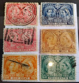 Canada 1897 Qv Jubilee 1 Cent To 5 Cents 6 X Stamps,  See Scan