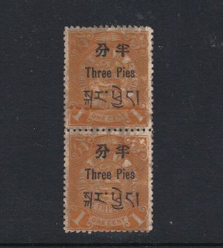 China 1898 Chinese Imperial Post 1c Buff Pair With Unidentified Surcharge ?