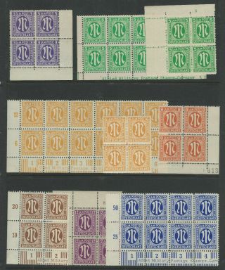 Germany - Allied Military Post - 1945 - 6 - Large Selection Of Nhm Marginal Blocks
