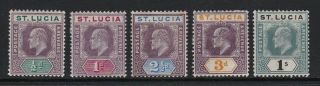 St Lucia 1902 - 03 Set Of 5 - Hinged £78