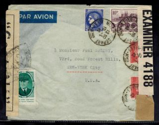 1942 Vichy France Dual Censored Cover To Usa