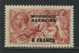 Overprinted Kgv 1932 Morocco Agencies 6 Francs On 5/ Seahorse O.  G.