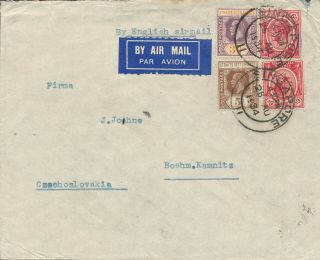 1934 Straits Settlements Singapore Airmail To Čsr.  Scarce Destination