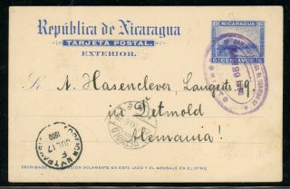 Nicaragua Postal History: Lot 62 1900 6c Momotombo Pc Corinto - Germany $$$