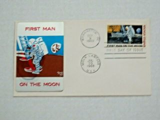 Apollo 11 Landing July 20,  1969 10c Moon Stamp – Sarzin Metallic Fdc (sc S76)