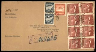 Chile Santiago November 27 1941 Registered Air Mail Block Of 8 To Washington Dc