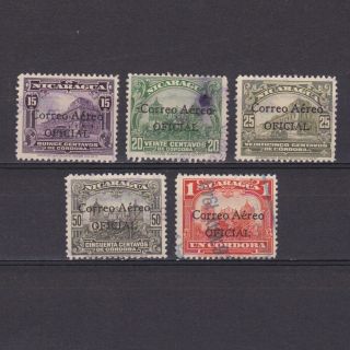 Nicaragua 1933,  Sc Co10 - Co14,  Air Post Official Stamp,  W/out Control Mark,