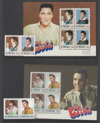 St Vincent.  Elvis Presley Set Of 8,  4 Miniature Sheets,  Never Hinged