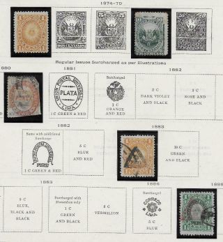 5 Peru Stamps From Quality Old Album 1874 - 1889
