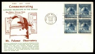 Mayfairstamps Us Fdc 1948 Palomar Observatory Wco Block First Day Cover Wwb05375