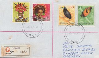676 Papua Guinea 1996 Registered Cover Lihir Germany - Birds Of Paradise