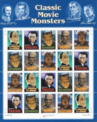 Hollywood Classic Movie Monsters 3168 - 3172 Sheet Mnh (lot S 73)