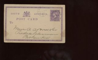 South Australia Postal Card 1890 Hammond To Broken Hill,  South Wales Wth B/s