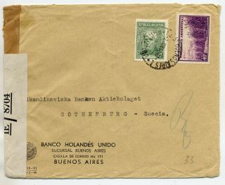 Argentina 1944 Commercial Wwii Cover From Buenos Aires To Sweden Trinidad Censor