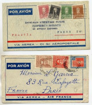 Argentina 1932 - 35 Trio Of Commercial Airmail Covers From Buenos Aires To France