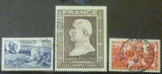 France 1944 Petains 80th Birthday Set Of 3 Very Fine Sg 818 - 820