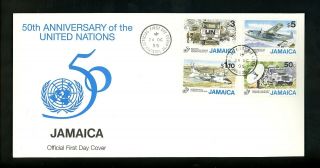 Postal History Jamaica Fdc 847 - 850 Un United Nations 50th Anniversary 1995