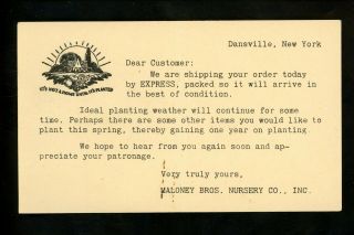 Us Postal History Ux27 Post Card Advertising Garden Nursery 1942 Dansville Ny
