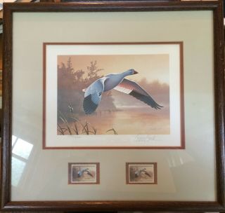 1988 $10 Federal Duck Stamp & Print By Daniel Smith 17.  25 X 16.  25 In.