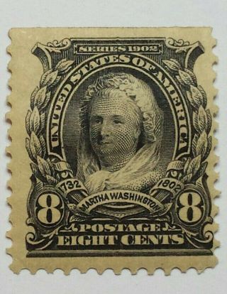 Us Scott 306 - 1902 - 1903 - 8 Cent Martha Washington - Violet Black - M/h/og - Cat Val $65.
