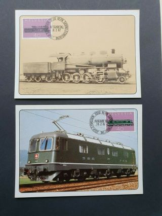 1982 Train Railway Set On Max Cards Switzerland Schweiz B268.  12 Start 0.  99$