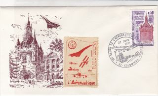 France 1974 Concorde Cinderella Stamp Slogan Cancel Building Cover Ref 31578