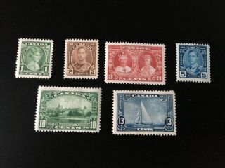Canada 1935 King George V Silver Jubilee Complete Set Stamps Scott 211 - 216