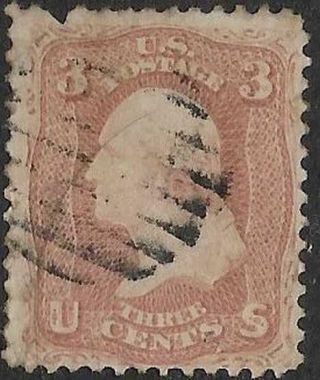 Xsa014 Scott 65 Us Stamp 1861 3c Washington Fancy Cancel