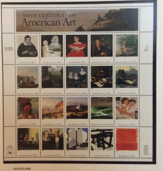 1997 Usa.  Four Centuries Of American Art.  Sheet Mnh