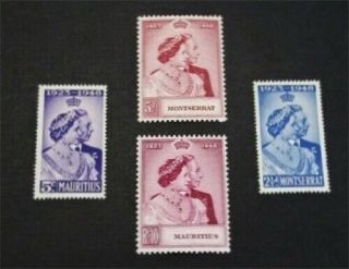 Nystamps British Mauritius & Montserrat Stamp Mognh $30 Silver Wedding Issue