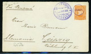 Nicaragua Postal History: Lot 1 1897 Pse 10c Granada - Leipzig Via Panama $$$