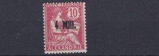 French Colonies Alexandria 1921 - 23 S G 39 4m On 10c Carmine Mh