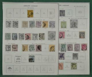 Ceylon Stamps Selection Of Early Issues On 4 Pages (b124)