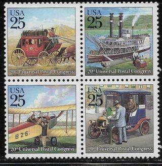 Scott 2434 - 37 Us Stamp 1989 25c Mail Delivery Mnh Block Of 4