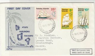 Tokelau Islands 1971 Map Of Islands Old Sailing Ships Stamps Fdc Cover Ref 28559