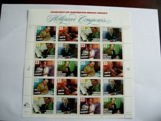 U.  S.  A Stamp Sheet Of Hollywood Composers 1998.