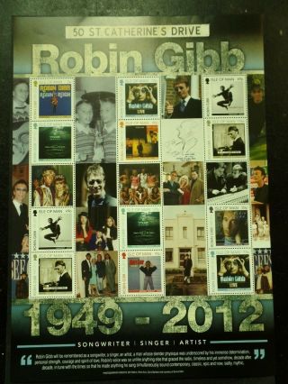 I.  O.  M.  2013 Robin Gibb 50 St Catherines Drive Commemorative Sheetlet