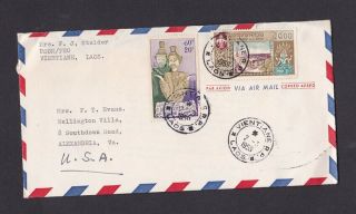Laos 1959 Airmail Cover To The Usa From Usom/peo Overseas Mission Program