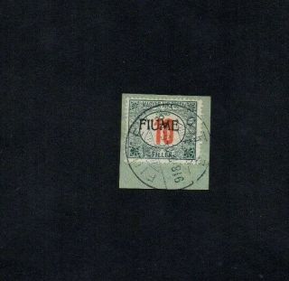 Fiume.  1918.  Piece.  Postage Due.  10 Filler Hungary Stamp O 