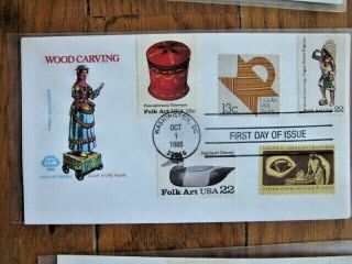 Cigar Store Indian Carving Folk Art Unusual 5 Stamp Combo 1986 Farnam Cacht Fdc