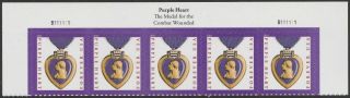 Us 5419 Purple Heart Medal Forever Header Strip 5 B111111 Mnh 2019