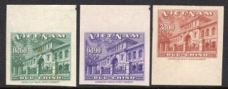 South Vietnam,  Sc.  36 - 38,  P.  O.  Building Set Of 3,  Imperforated,  36 Toned.  Mnh.