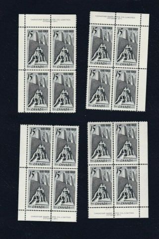 Canada 1968 486 Set Of 4 Plate Blocks,  Vimy Memorial,  Mnh
