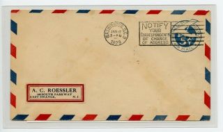 Usa Air Post 1929 Sc Uc1 Fdc Stamped Envelope Roessler Size 13