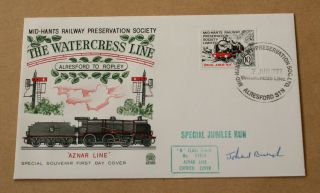 Watercress Line Mid - Hants Railway Aznar Line 1977 Cover Signed By John Bunch