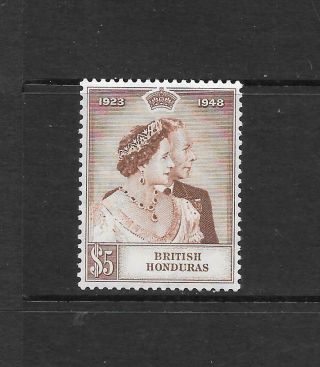 1948 Kgvi Royal Silver Wedding High Value Sg165 $5 Brown Mnh British Honduras