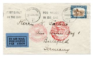 South Africa: Airmail Cover To Germany 1934.  Arr.  Canc.