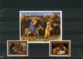 Upper Volta 1972 Christmas Paintings Set Of 2 Stamps & S/s Mnh